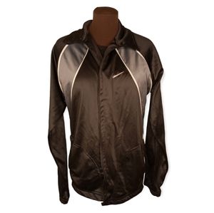Nike vintage zip up jacket with  guitar strings  on side with logo  black satin.